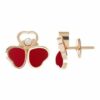Chopard Ohrring Happy Hearts Wings Ohrringe Aus 18 Karat Roségold, Diamanten Und Roter Stein rosegold