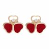 Chopard Ohrring Happy Hearts Wings Ohrringe Aus 18 Karat Roségold, Diamanten Und Roter Stein rosegold