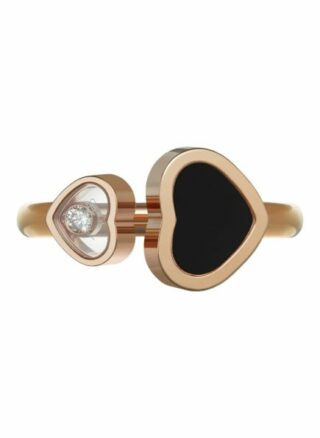 Chopard Ring Happy Hearts Ring Aus 18 Karat Roségold, Diamanten Und Onyx rosegold
