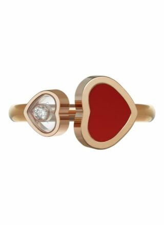 Chopard Ring Happy Hearts Ring Aus 18 Karat Roségold, Diamanten Und Roter Stein rosegold