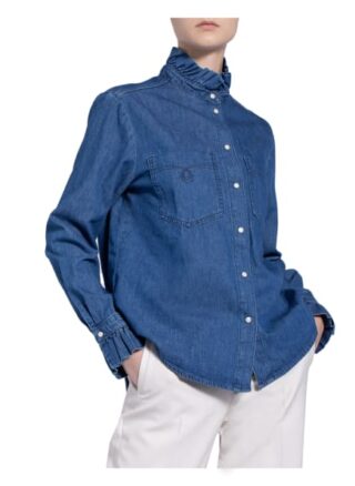 Claudie Pierlot Jeansbluse Coquillage Mit Rüschenbesatz blau