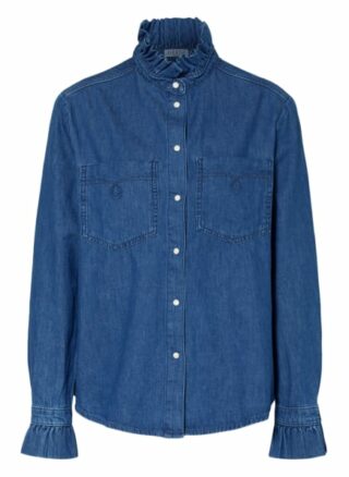 Claudie Pierlot Jeansbluse Coquillage Mit Rüschenbesatz blau