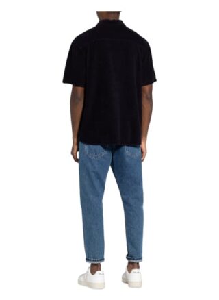Closed Kurzarm-Hemd Comfort Fit Aus Frottee blau
