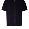Closed Kurzarm-Hemd Comfort Fit Aus Frottee blau