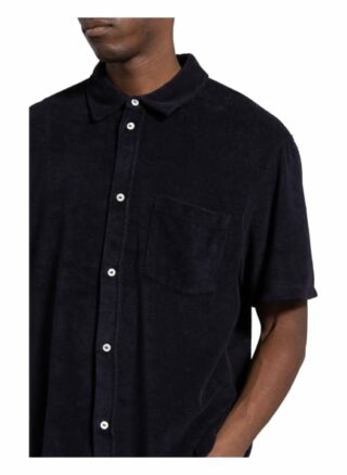 Closed Kurzarm-Hemd Comfort Fit Aus Frottee blau