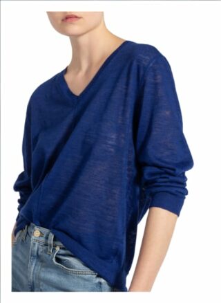Closed Pullover Mit Leinen blau