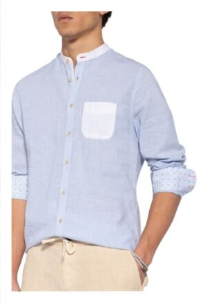 Colours & Sons Hemd Louis Slim Fit Mit Stehkragen blau