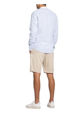 Colours & Sons Hemd Slim Fit Mit Leinen Und Stehkragen blau