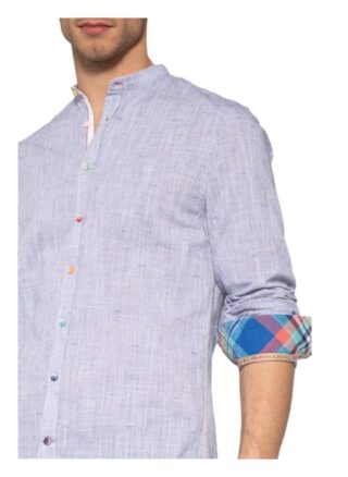 Colours & Sons Hemd Wilson Slim Fit Mit Stehkragen blau
