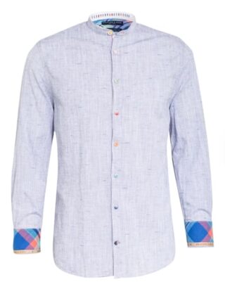 Colours & Sons Hemd Wilson Slim Fit Mit Stehkragen blau