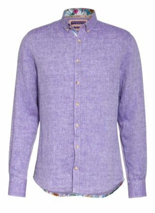 Colours & Sons Leinenhemd Liam Extra Slim Fit violett