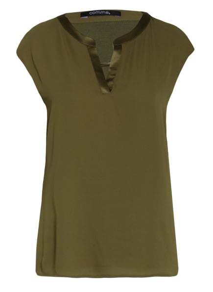 Comma T-Shirt Im Materialmix gruen Comma T-Shirt Im Materialmix gruen