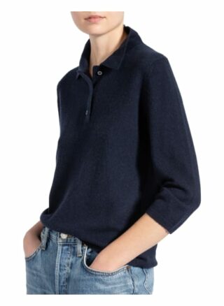 Darling Harbour Strick-Poloshirt Mit 3/4-Arm Aus Cashmere blau