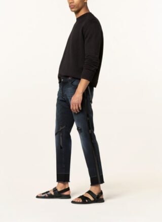 Dolce&Gabbana Destroyed Jeans Slim Fit Mit Galonstreifen blau