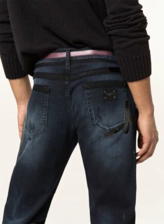 Dolce&Gabbana Destroyed Jeans Slim Fit Mit Galonstreifen blau