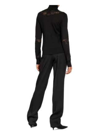 Dolce&Gabbana Rollkragenpullover Mit Cashmere Und Spitzenbesatz schwarz