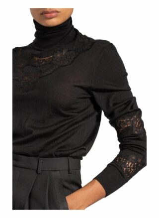 Dolce&Gabbana Rollkragenpullover Mit Cashmere Und Spitzenbesatz schwarz