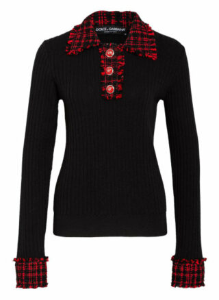 Dolce&Gabbana Strickpullover Mit Bouclé-Besatz schwarz