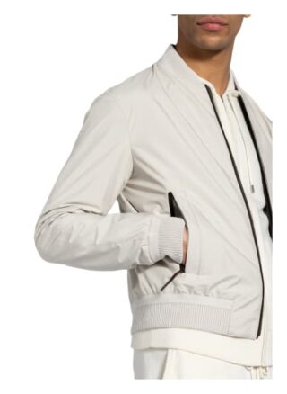 Ermenegildo Zegna Blouson Mit Lederbesatz weiss