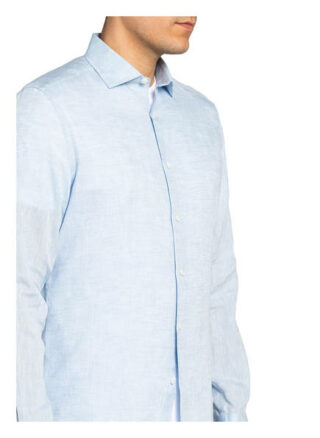 Ermenegildo Zegna Leinenhemd Slim Fit blau