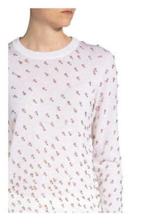 Escada Pullover Sinea Mit Schmucksteinbesatz weiss