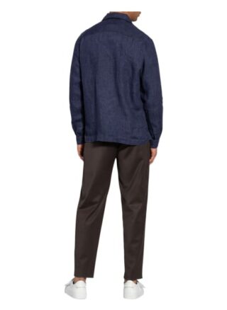 Eton Overshirt Aus Leinen In Jeansoptik blau
