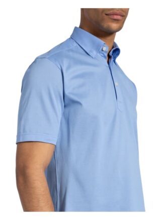 Eton Piqué-Poloshirt blau