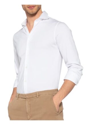 Fedeli Jersey-Hemd Jason Slim Fit weiss