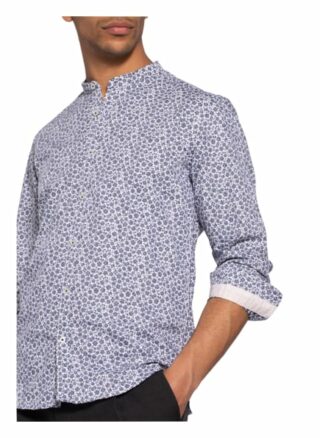 Fil Noir Hemd Ancona Slim Fit Mit Stehkragen blau