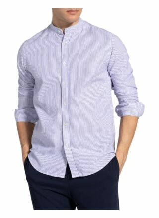 Fil Noir Hemd Fabio Shaped Fit Mit Stehkragen blau
