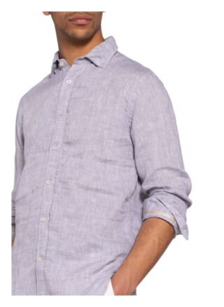 Fil Noir Leinenhemd Shaped Fit grau