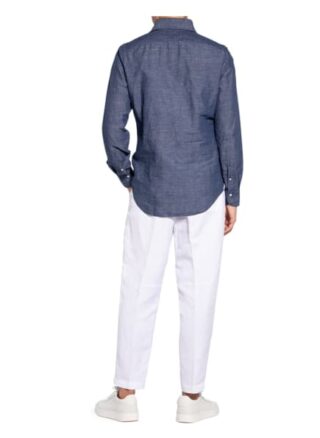 Finamore 1925 Hemd Tokyo Slim Fit Mit Leinen blau