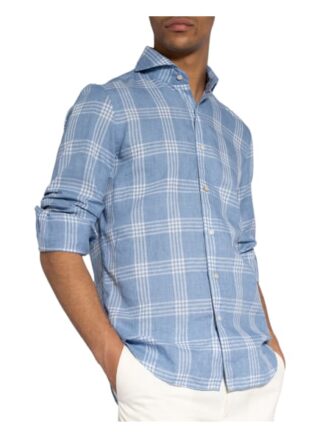 Finamore 1925 Leinenhemd Tokyo Slim Fit blau
