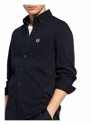 Fred Perry Piqué-Hemd Regular Fit blau