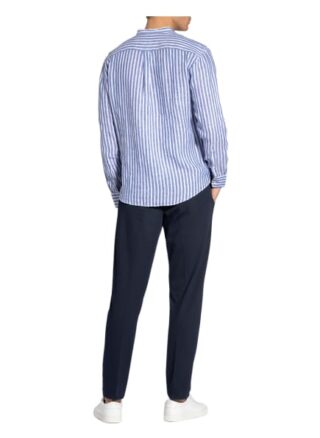 Fynch-Hatton Leinenhemd Casual Fit Mit Stehkragen blau