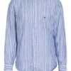 Fynch-Hatton Leinenhemd Casual Fit Mit Stehkragen blau