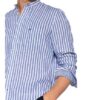 Fynch-Hatton Leinenhemd Casual Fit Mit Stehkragen blau