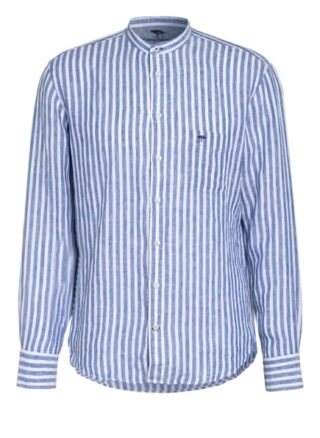 Fynch-Hatton Leinenhemd Casual Fit Mit Stehkragen blau