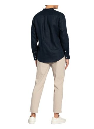 Fynch-Hatton Leinenhemd Mit Stehkragen Comfort Fit blau