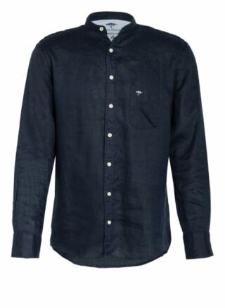 Fynch-Hatton Leinenhemd Mit Stehkragen Comfort Fit blau