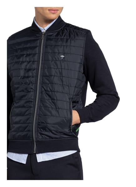 Fynch-Hatton Strickjacke Im Materialmix blau Fynch-Hatton Strickjacke Im Materialmix blau