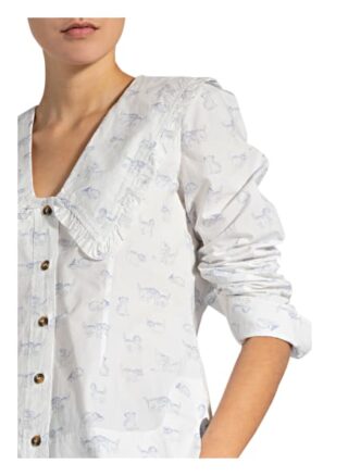 Ganni Bluse Mit Rüschenbesatz weiss