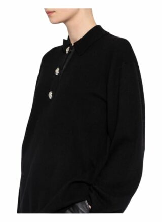 Ganni Cashmere-Pullover Mit Schmucksteinbesatz schwarz