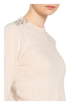 Ganni Cashmere-Pullover Mit Schmucksteinbesatz weiss