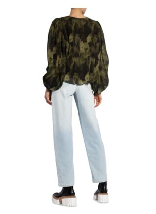 Ganni Plissee-Blusenshirt gruen