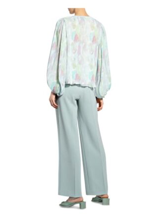 Ganni Plissee-Blusenshirt weiss