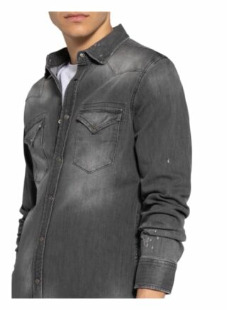 Goldgarn Denim Jeanshemd Slim Fit grau