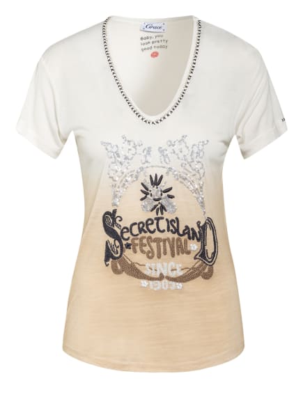 Grace T-Shirt Mit Paillettenbesatz beige Grace T-Shirt Mit Paillettenbesatz beige