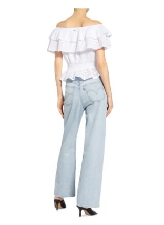 Guess Off-Shoulder-Bluse Isotta Aus Lochspitze weiss
