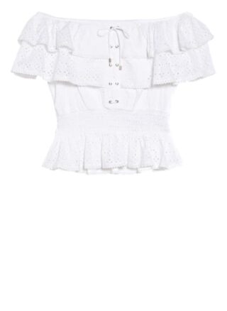 Guess Off-Shoulder-Bluse Isotta Aus Lochspitze weiss